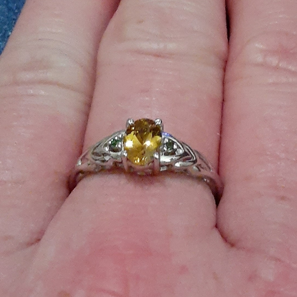 Brazilian Heliodor/Russian Diopside Ring